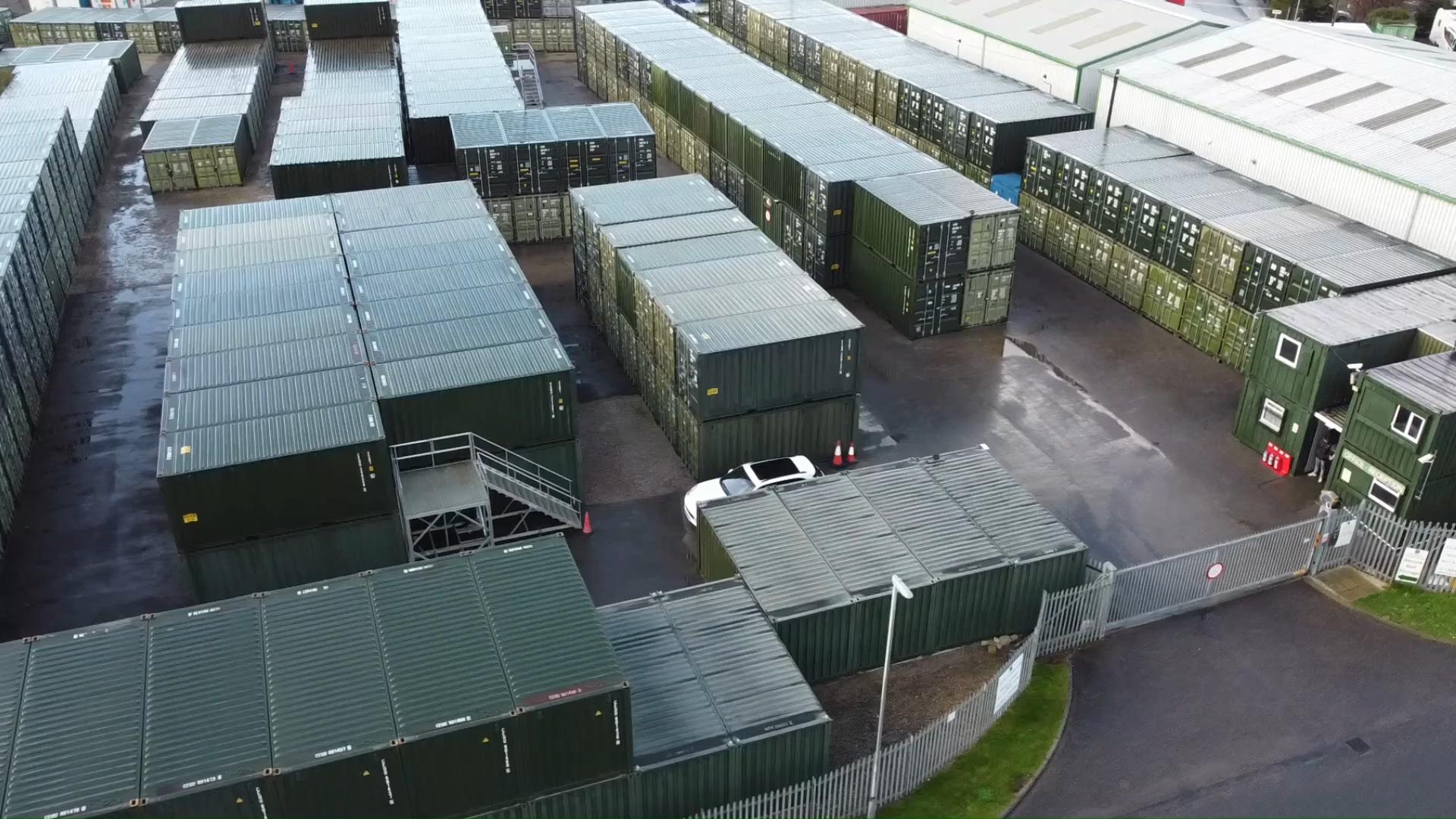 Aerial view of container storage facility